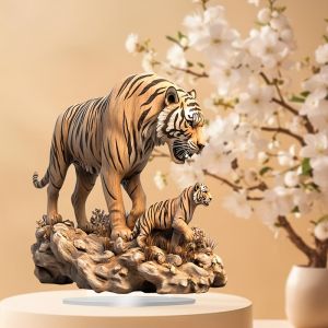 2D Elegant Tiger Acrylic Decorative Item Colorful Flat Print Home Gift Photography Props Childrens Courage Reward Decorate