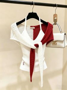 Elegant White Knitted Camisole Shrug Chic 2026 New Design