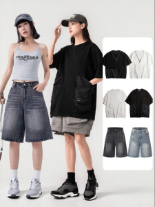 AOGZ | Men Women T-Shirts Denim Shorts