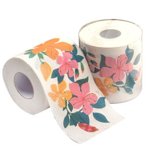 2 Roll of Floral Printed Toilet Papers Flower Pattern Toilet Tissues Decorative Napkins for Home Office Travel