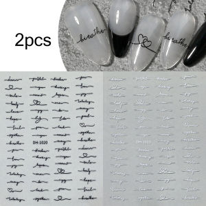2pcs English Letter Vintage 3D Nail Art Stickers Love Letter Alphabet Vintage Gold Silver Black White Nail Decals DIY Manicures