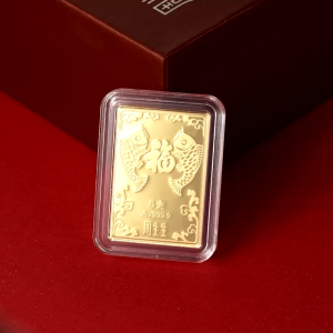 Chow Sang Sang 周生生 999.9 24K Pure Gold Chinese Gifting Collection Blessing Fu Koi Gold Ingot for Women & Men 924309 Price-by-Weight 5g Gold