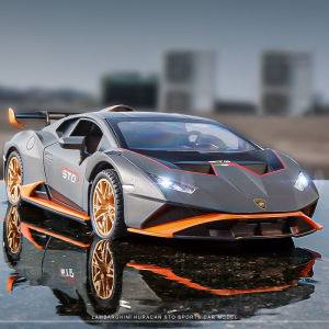1:24 Scale Lamborghini Huracan STO Alloy Car Model Diecast Car Sound Light Car Lovers Collection Kids Birthday Gift Metal Boys Toys