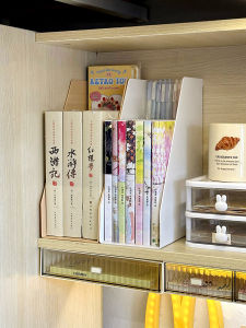 Double Layer Bookend Cabinet Reading Book Storage Rack Desk Top Stationery Organization Tool Plastic Material Gift for Friends