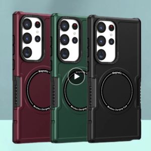 FLOVEME Luxury Armor Magnetic Phone Case For Samsung Galaxy S23 S22 S21 Note 20 Ultra Plus Wireless Charging Anti-Shock Hard PC Shockproof Back Cover For Samsung S20FE S21FE