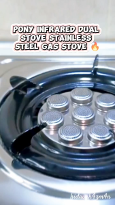 PONY Stainless Steel Hybrid Gas Stove 2.7kW for LPG Cylinder - 40% Gas Saving Infrared Burner Gas Valve Adjuster Safe & Reliable Design 24H Fast Delivery