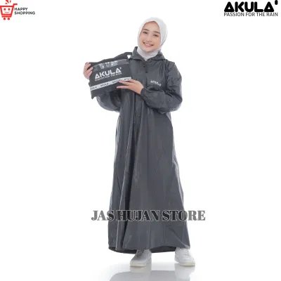 AKULA Jas Hujan Wanita Muslimah Syari Setelan Gamis Dewasa Bahan PVC Tebal Lentur Anti Rembes