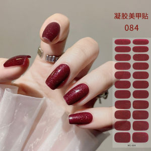 22Tips French UV-Free Gel Nail Stickers Sparkling Heart Polka Dot Full Cover Gel Polish Nail Strips DIY Manicure Decoration