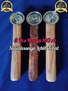 Kerokan kelapa muda stenlis gagang lonjong 3 pcs