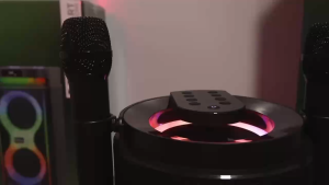 HIMA 40W Bluetooth Karaoke Speaker with 2 Wireless Microphones Hi-Fi Deep Bass Sound LED Party Lights Bluetooth 5.3 TWS Function IPX5 Waterproof Portable PA System USB/TF/AUX Input Rechargeable Battery for Home and Outdoor Party