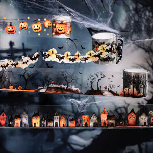 40mm * 2m Retro Halloween Party PET Stickers Creative Handbook Collage Decoration DIY Scrapbook Material Masking Tape