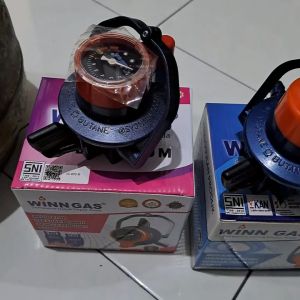 PAKET REGULATOR GAS LPG ANTI BOCOR WINN GAS TYPE W 900 M / NM SET SELANG DIGITAL TEBAL 500 PSI PINK