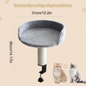Desk Clamp Cat Bed with Soft Pad Removable Pet Nest Attachment for Office & Home Space-Saving Cat Hammock Perch