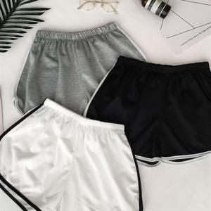 Spring Autumn Womens Loose Slimming Fitness Shorts Home Wear Wide Leg Hot Pants Cuffed Color Block Casual Leisure Trousers