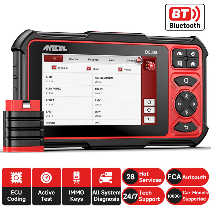 ANCEL DS300 เครื่องสแกนรหัส ECU เครื่องสแกน OBD2 ระบบเต็ม เครื่องมือวินิจฉัยรถยนต์ใหม่ล่าสุด ปี 2025 เครื่องสแกนรหัส ECU คีย์ OBD2 เครื่องสแกนรถยนต์ ฟังก์ชันรีเซ็ต ECU 30 รายการ เครื่องมือสแกนเครื่องอ่านรหัสข้อผิดพลาดสำหรับรถยนต์ทุกรุ่น PK launch x431