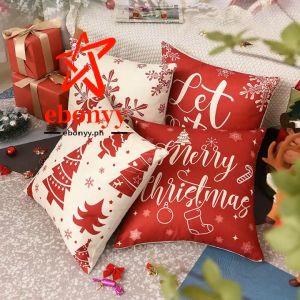 【Fast Delivery】Christmas Pillowcase 18x18 Inch Christmas Square 45x45cm Invisible Zipper Digital Print Pillowcase