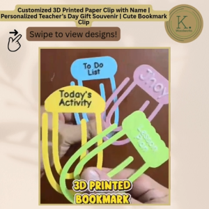 Customized 3D Printed Paper Clip with Name | Personalized Teacher’s Day Gift | Cute Bookmark