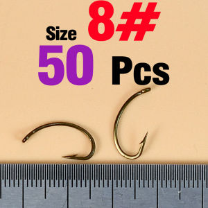 Topranc 50Pcs Down Eye Curved Shank Bronzed Fly Tying Hook for Scud Shrimp Grubs Pupae San Juan Worms Nymphs Fish Hook