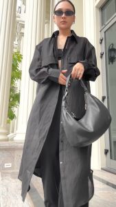 HIGHCHIC - FLIP PANTS - Quần tây đen ống suông - Kiểu dáng sang trọng