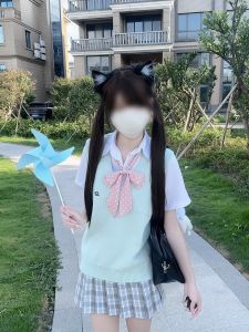 Shui Ji Zhong/JK Vest Original Authentic Japanese College Style Knitting Sweater Vest Womens School Supply Sense Fall and Winter Bandage Dress