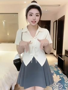 เสื้อยืดแขนสั้นทรงหลวมสไตล์ฝรั่งเศสสำหรับผู้หญิงไซส์ใหญ่ ทรงแอปเปิ้ล ทรงเข้ารูป เสื้อผ้าทำงานฤดูร้อน แขนสั้น ปกติ