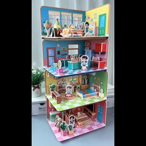 จิ๊กซอว์กระดาษปริศนา 4 ห้อง ของเล่นตัวต่อบ้าน 3D ของเล่นตัวต่อ 3 มิติ ของเล่นเสริมเสริมทักษะ ฝึกสมาธิ เสริมพัฒนาการ