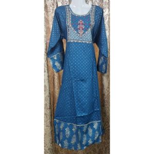 🔥M - 4XL🔥 EMBROIDERY AND FULL PRINTED LONG GOWN KURTI