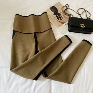 กางเกงโยคะทรงเข้ารูปเอวสูงผิวหนังฉลามสำหรับผู้หญิง กางเกงขายาวทรงเข้ารูปสำหรับออกกำลังกาย ฤดูใบไม้ร่วง/ฤดูหนาว กางเกงโยคะสำหรับออกกำลังกายแบบ Pilates