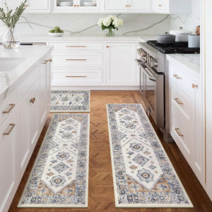VIKAMA Bohemian Kitchen Carpet Non-Slip Washable Floor Mat Entrance Hallway Mat Laundry Room Runner Carpet Home Decoration