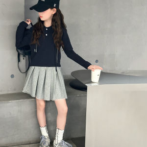 MPW | ชุดเดรสแขนกุดมีฮู้ดสำหรับเด็กผู้หญิง ชุดฤดูใบไม้ร่วง 2025 ชุดกระโปรงสั้นขอบลูกไม้สไตล์เกาหลี เสื้อผ้าเด็ก ชุดแฟชั่น