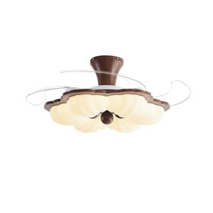 HUANGJIANG | French Retro Invisible Walnut-Colored Ceiling Fan Light