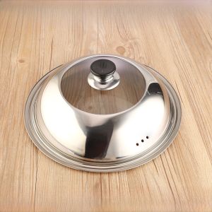 Stainless Steel Tempered Glass Pot Lid with Handle High Arched Universal Bucket Cover for Home Use Wok Lid Heat Resistant