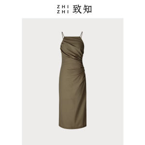 Elegant Ladylike ZHIZHI Spring Dress Womens Gown Vintage Black Mini Dress Sleeveless Wool Polyester Spandex Long Skirt