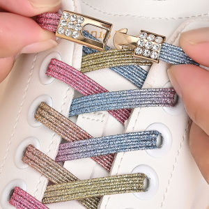 No Tie Shoe Laces Diamond Buckle Elastic Laces Shoelaces Pearl Light Colorful Fashion Without Ties Laces Sneaker Kids Adult