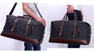 Retro Large-Capacity Travel Bag Durable Canvas Multi-Carry Short-Haul Luggage Bag Trendy Patchwork Handbag and Crossbody Bag
