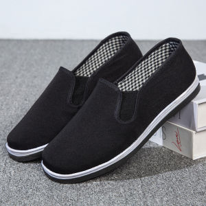 Corduroy Slip-On Dad Shoes Mens Multi-Layer Sole Construction Wear-Resistant Rubber Outsole Flat Heel Low Cut Canvas Sneakers