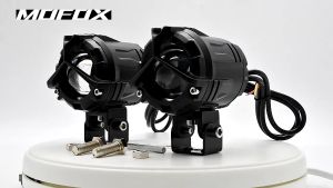 【New+Free Bracket】MOFOX  ZX1 2pcs Motorcycle Headlights Spotlights White Yellow Fog Light Led Driving Lights Auxiliary Lights 60w 6000k Motorcycle Headlamp