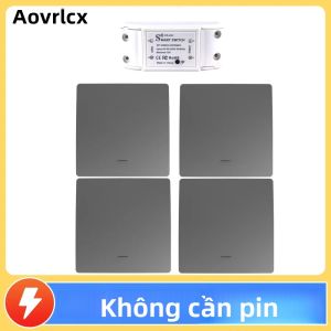 Công Tắc Không Dây Thông Minh Aovrlcx Cho Đèn - Bộ Nút Nhấn Từ Xa Tự Cấp Nguồn Màu Xám Cho Hệ Thống Tự Động Hóa Nhà Cửa
