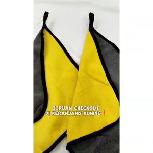 Kain Lap Microfiber Premium 2 Sisi Kuning Hitam Tebal