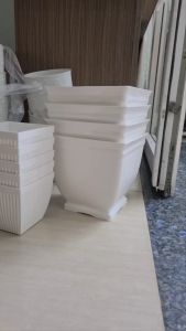 Bộ 02/04 Chậu Vuông Lùn 23x22cm Size Trung Màu Trắng Trồng Hoa Kiểng