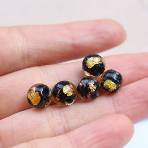 Boutique Broken Gold Beads Colored Glaze Loose round Beads Black DIY Ornament Bracelet Necklace Earrings Fragrant Gray Bracelet Accessories