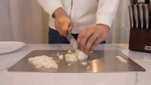 เขียงสเตนเลส / เขียงสับอาหารแบบใช้งานหนัก / เขียงนวดแป้ง / แผ่นรองตัดครัวสองด้าน / เขียงหั่นผักผลไม้และเนื้อสัตว์อเนกประสงค์สำหรับใช้ในครัว