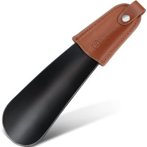 Metal Shoe Horn Leather Handle Stainless Steel Shoe Horns Shoe Lifter 16CM Travel Shoehorn For Elderly Lazy Shoe Helper