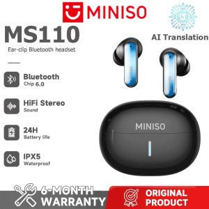 1-Year Warranty MINISO MS110 Language Translation Headphones AI Wireless Bluetooth Earphones OWS Supports 135 Languages Sports Headphones Real-time Language Translation IPX5 Waterproof 7 Lighting Effects