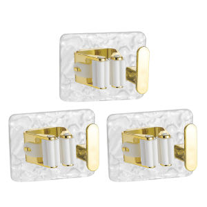 Luxury Wave Pattern Mop Holder Strong Wall Mounted No Drilling Bathroom Balcony Storage Rack Tool for Household Cleaning