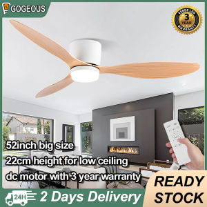 Gogeous ceiling fan with light modern design tricolor dimming 6 speed wind ceiling fan with lights and remote 3 blades 52 inch ceiling fan with light ceiling fan big size 22cm height for low ceiling living room dinning room
