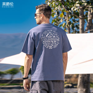Enjeolon | Heavyweight Cotton Loose Fit Graffiti Style Rock Climbing Print Summer T-shirt 230g
