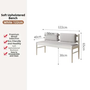 DONGMU | Soft Padded Solid Wood Nordic Style Long Bench