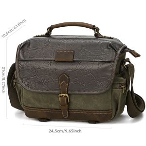 QISEMIAN Canvas DSLR Túi Đựng Máy Ảnh Đeo Chéo Chống Sốc Hộp Đựng Đồ Chụp Ảnh Ngoài Trời Cho Máy Ảnh Kỹ Thuật Số Micro-DSLR Ngoài Trời