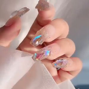 100 Pcs/Set 3D Kuku Glitter Tidak Beraturan Payet Multiwarna Laser Berkilau Nail Berlian Imitasi 3D Nail Art Berlian Imitasi 3D Ornamen untuk Manikur DIY